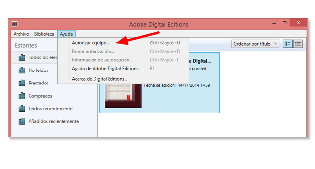 adobe digital editions autorizar